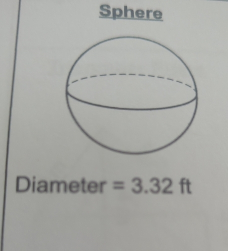 Sphere 
Diameter =3.32ft