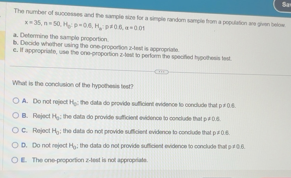 Solved: Sa The number of successes and the sample size for a simple ...