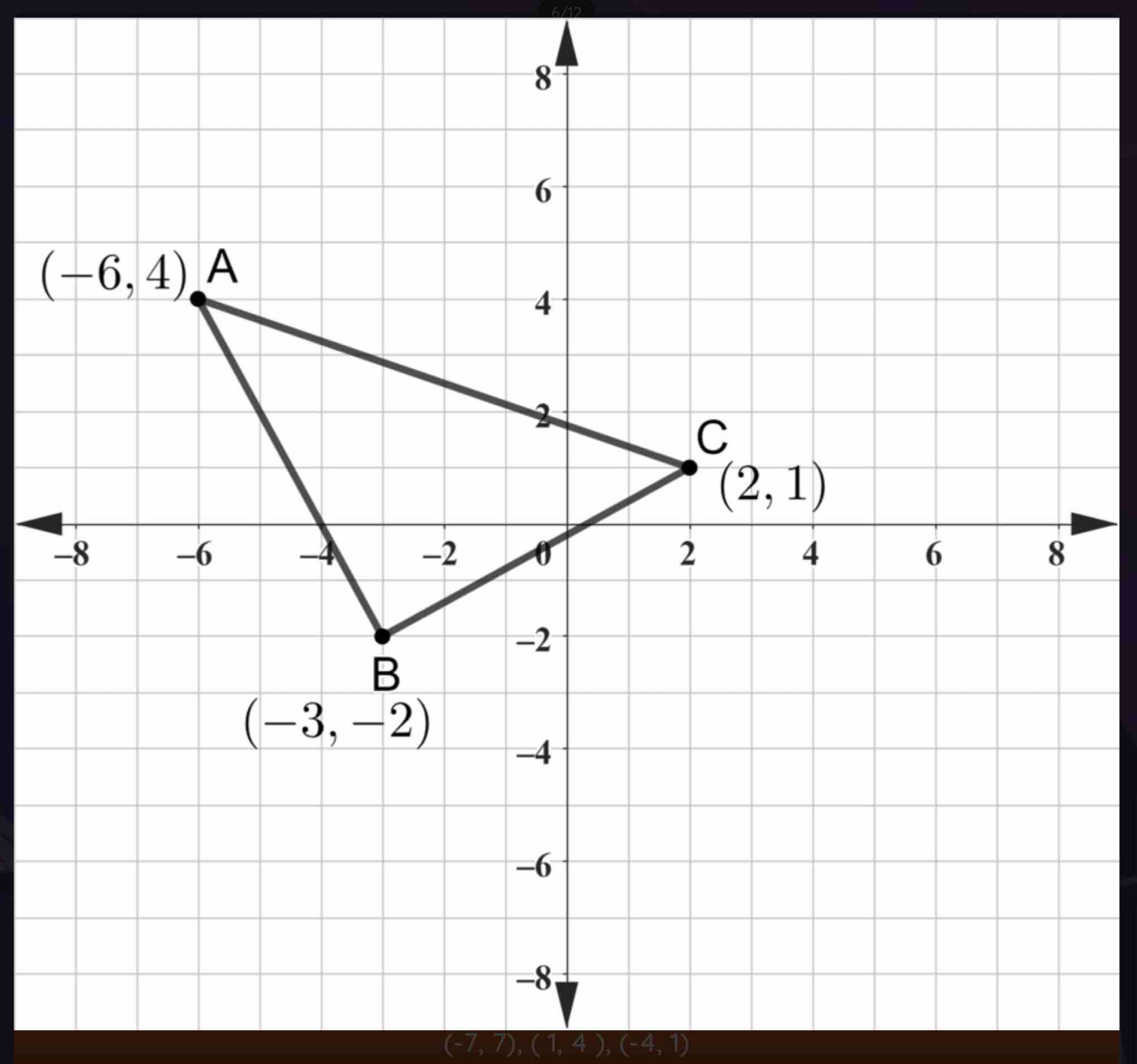 6/12
(-7,7),(1,4),(-4,1)