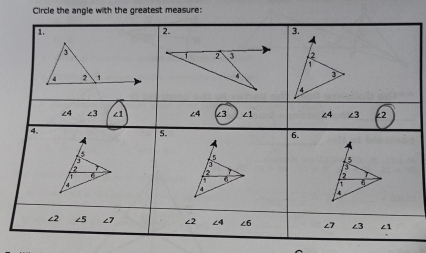 Circle the angle with the greatest measure: