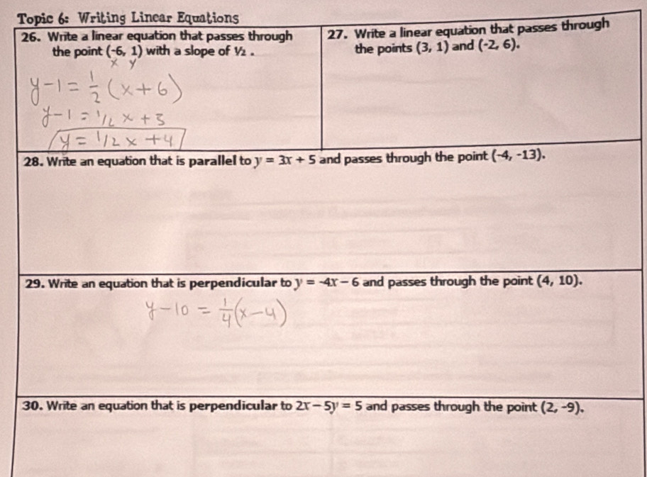 Topic 6: Writing Linear Equations
gh