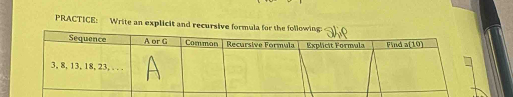 PRACTICE: Write an explicit and recursive form