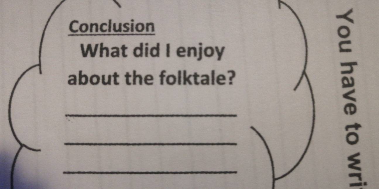 Conclusion 
What did I enjoy 
about the folktale? 
_ 
_ 
_