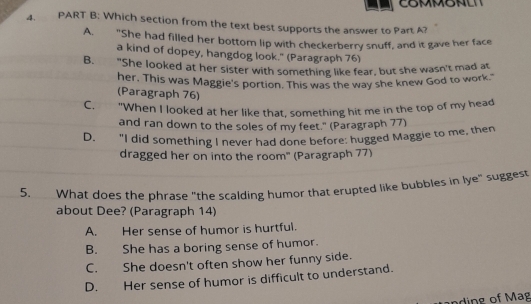 Solved: Which section from the text best supports the answer to Part A ...