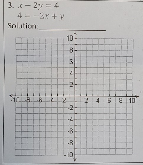 x-2y=4
4=-2x+y
Solution: