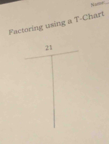 Name:_ 
Factoring using a T -Chart 
21