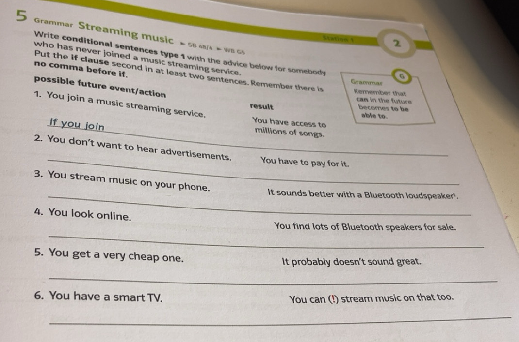 Gelöst:Grammar Streaming music > SB 48/4 > WB G5 Station 1 2 Write ...