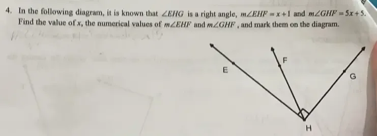 Solved: In the following diagram, it is known that ∠ EHG is a right ...
