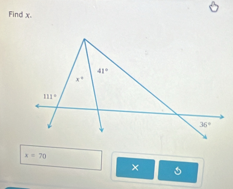 Find χ.
x=70