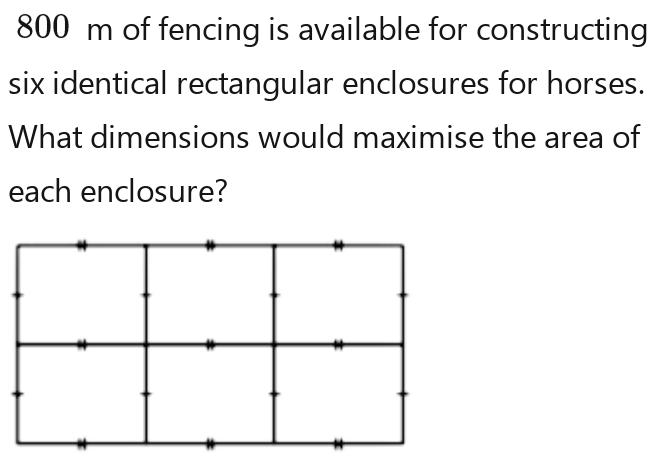 Solved: 800 m of fencing is available for constructing six identical ...