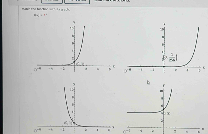 Match the function with its graph.
f(x)=4^x
2 4 6