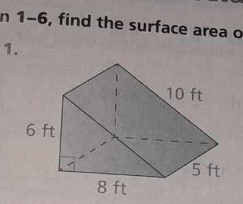 1-6, find the surface area o 
1.