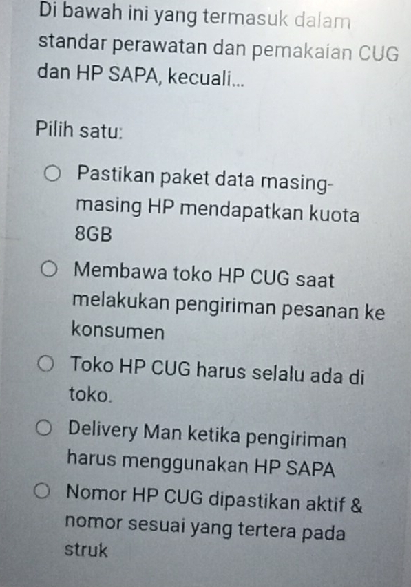 Telah dijawab:Di bawah ini yang termasuk dalam standar perawatan dan ...