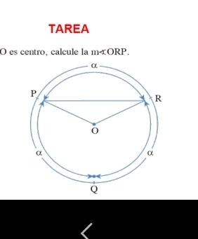 TAREA 
O es centro, calcule la m∠ ORP