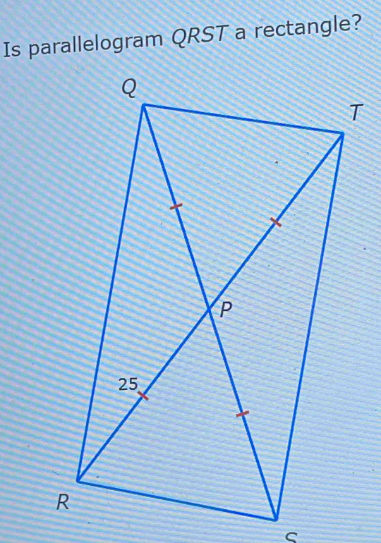 Is parallelogram QRST a rectangle?