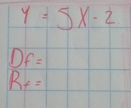 y=5x-2.
Df=
R_f=