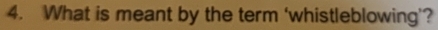 What is meant by the term ‘whistleblowing’?