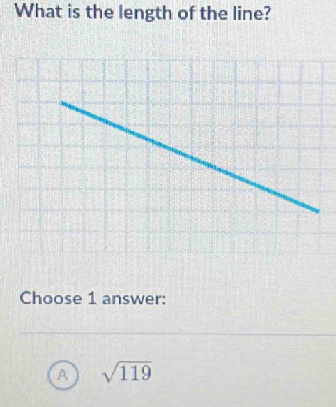 What is the length of the line?
Choose 1 answer:
A sqrt(119)