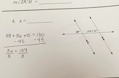 m∠ DCB= _
4. x= _