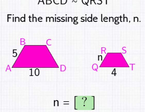 Find the missing side length, n.

n=[?]