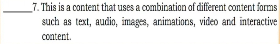 This is a content that uses a combination of different content forms 
such as text, audio, images, animations, video and interactive 
content.