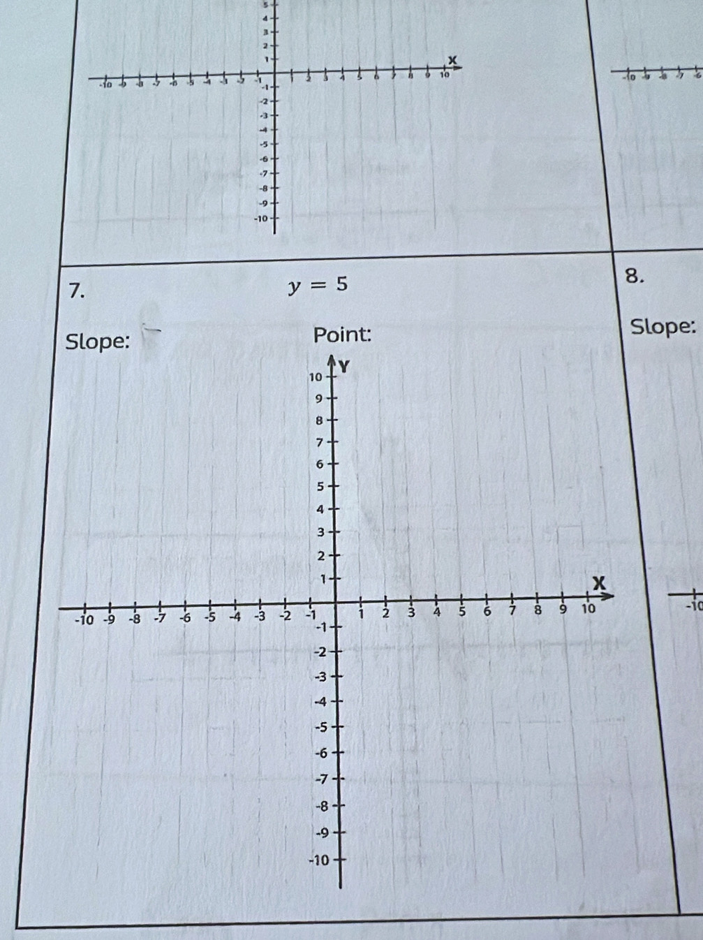 5 
- 
7.
y=5
8. 
Slope: 
-i