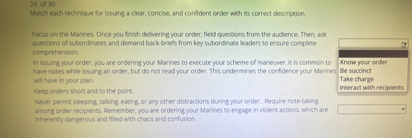 Solved: of 30 Match each technique for issuing a clear, concise, and ...