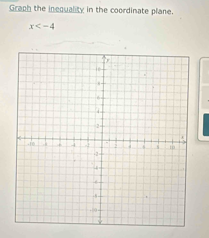 Graph the inequality in the coordinate plane.
x