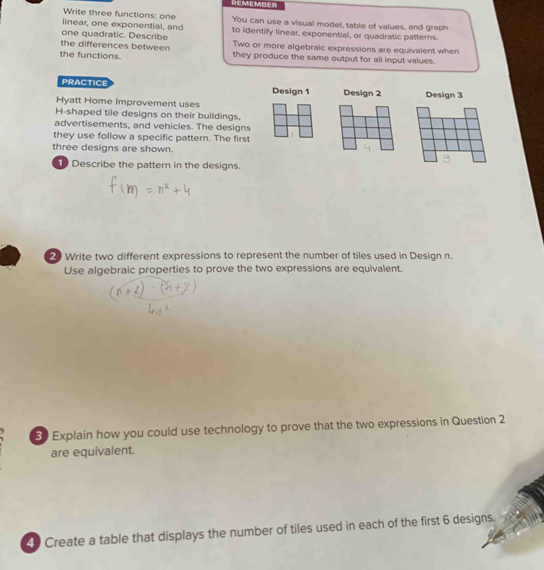 REMEMBER Write three functions: one You can use a visual model, table ...