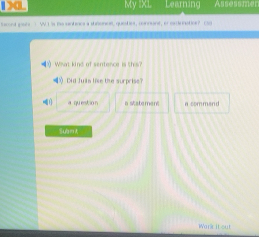 Solved: IXL My IXL Learning Assessmen Second grade > VV.1 Is the ...