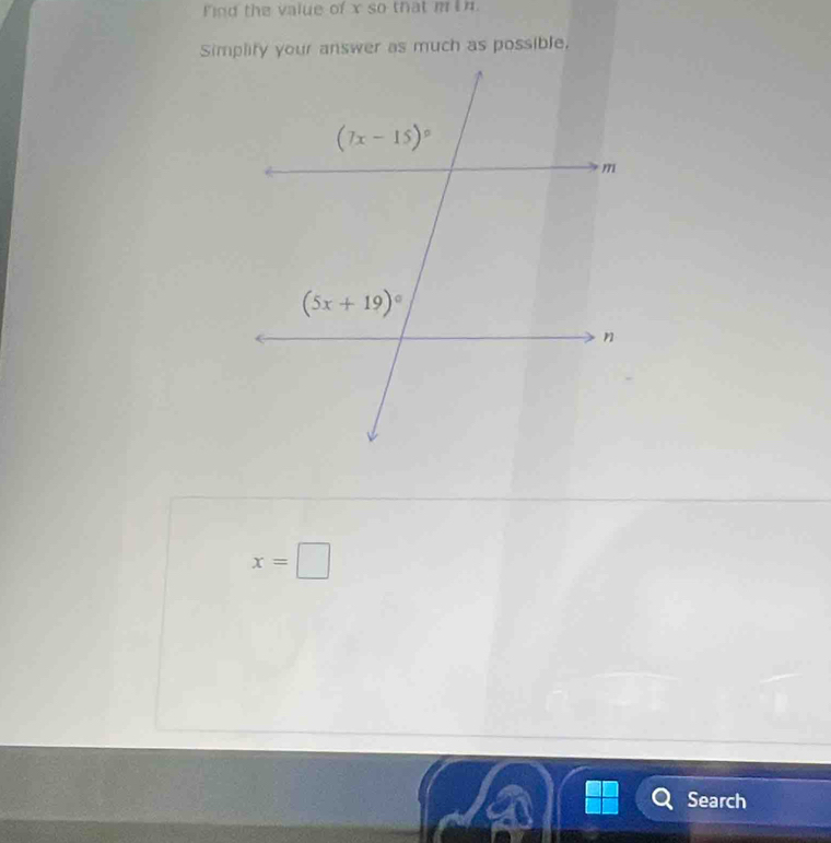 Find the value of x so that m tn
x=□
Search