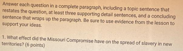 Solved: Answer each question in a complete paragraph, including a topic ...