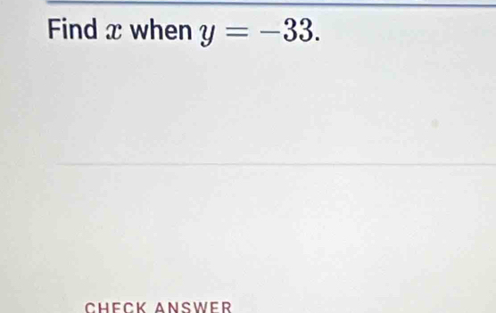 Find x when y=-33. 
Check Answer