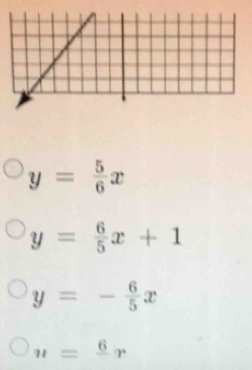 y= 5/6 x
y= 6/5 x+1
y=- 6/5 x
u=frac 6r