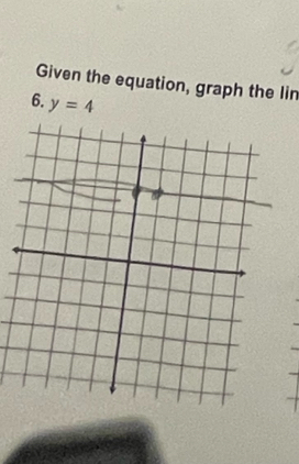 Given the equation, graph the lin 
6. y=4