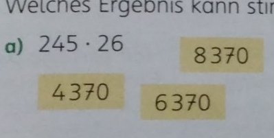 Welches Ergebnis kann stır
a) 245· 26 8370
4370 6370