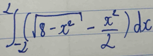 ∈tlimits _(-2)^2(sqrt(8-x^2)- x^2/2 )dx