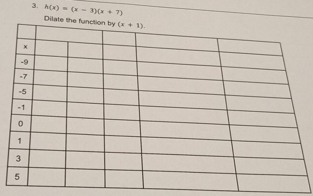 h(x)=(x-3)(x+7)
Dilate