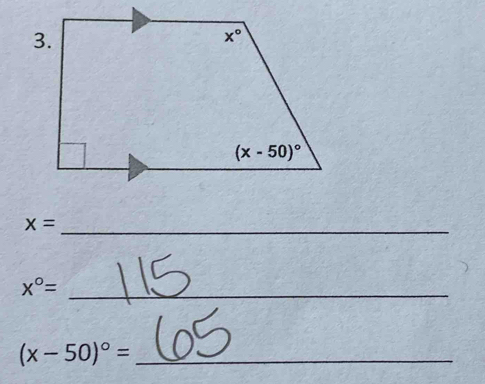 x=
_ x°=
_ (x-50)^circ =