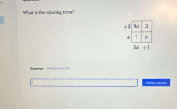 What is the missing term?
Answer  Aapt a out of 2
n Subanit Answer