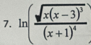 ln (frac sqrt(x(x-3)^3)(x+1)^4)