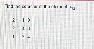 Find the cofactor of the element a_12