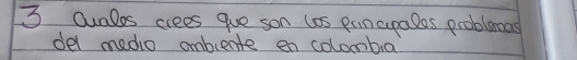 Ouales crees gue son las puncpales problemas 
del medio omblente en colombia