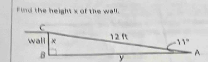 Find the height x of the wall.