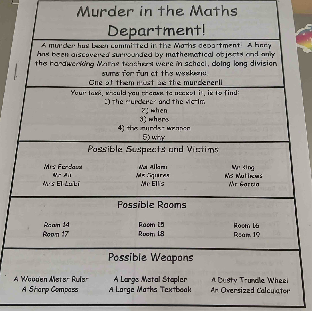 Murder in the Maths 
A