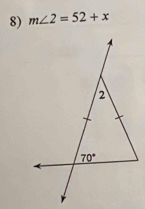 m∠ 2=52+x