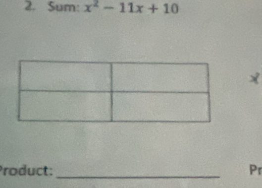 Sum: x^2-11x+10
Product: _Pr