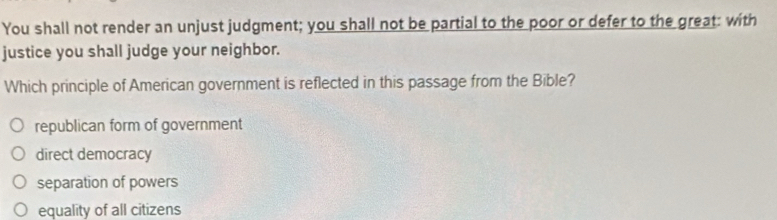 Solved: You shall not render an unjust judgment; you shall not be ...