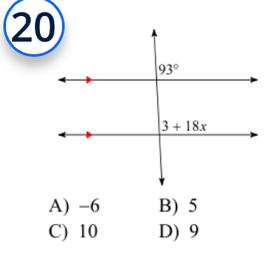 20
A) -6 B) 5
C) 10 D) 9