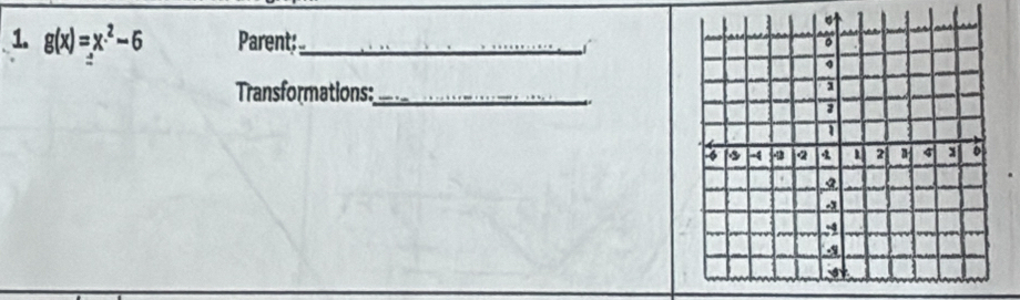 g(x)=x^2-6 Parent:_ 
Transformations:_